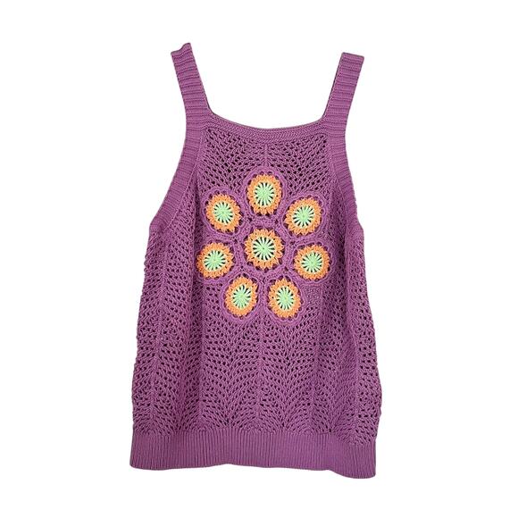 Scotch & Soda Amsterdam Girls Purple Sleeveless Crochet Flower Top Size 12 NWT - Picture 2 of 11
